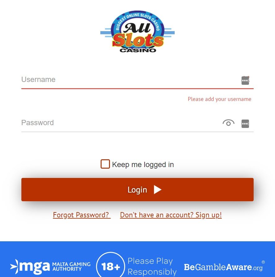 all slots casino login