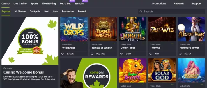 comeon casino games