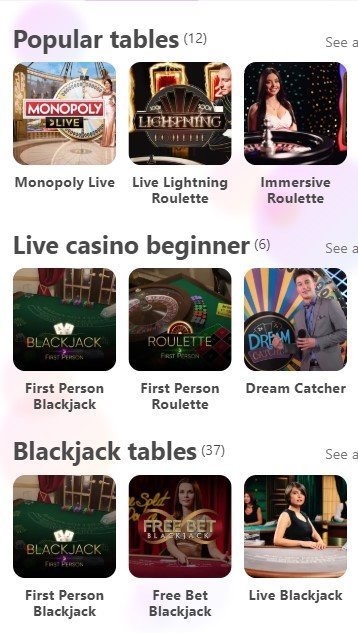 Dreamz Casino live casino tables