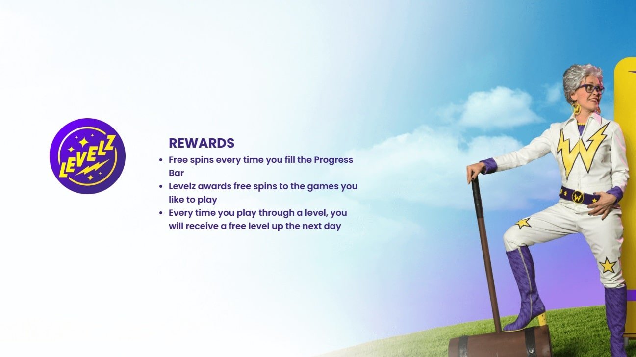 See the rewards levels offered by Wildz Casino in this screenshot.