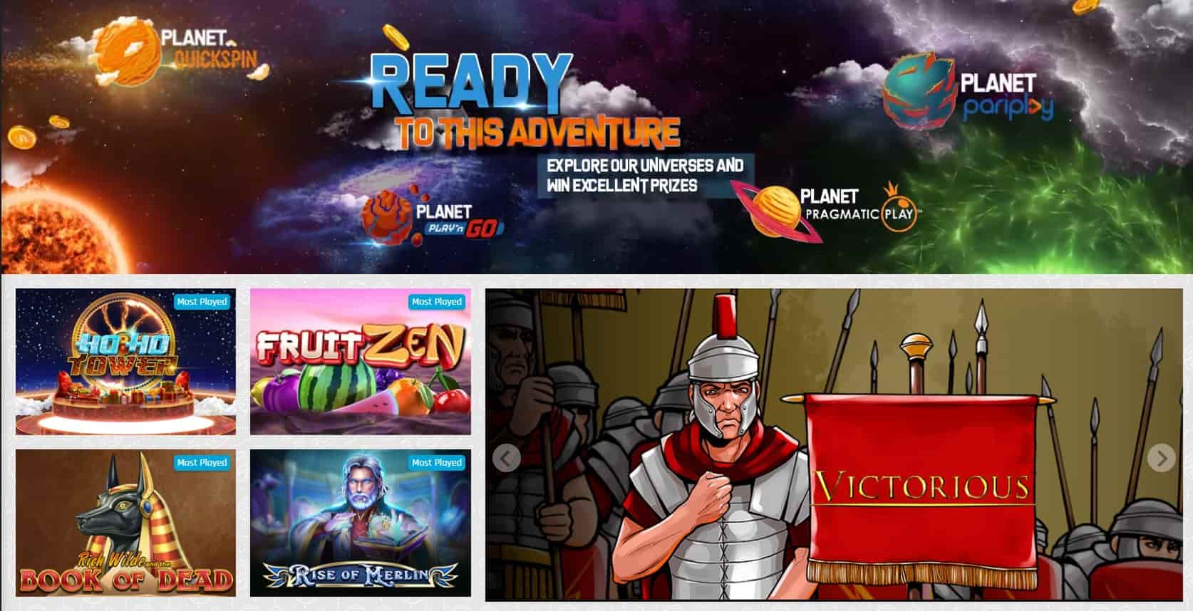 Screenshot showing the homepage of Universal Slots Casino.