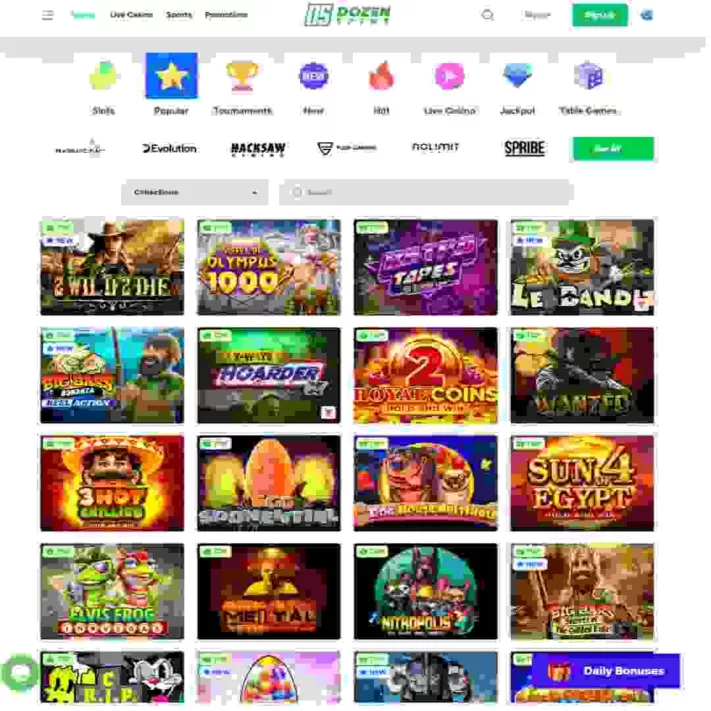 dozenspins casino jeux