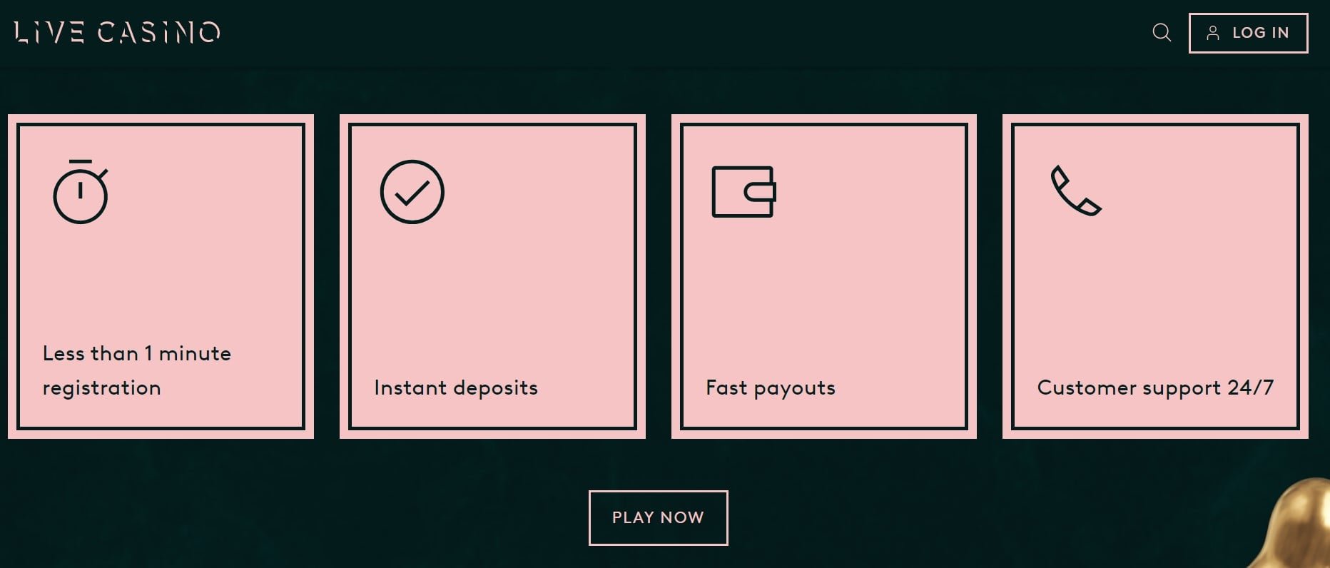 Screenshot showcasing highlights from Live Casino.