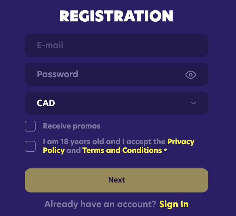 BingoBonga Casino Registration Process