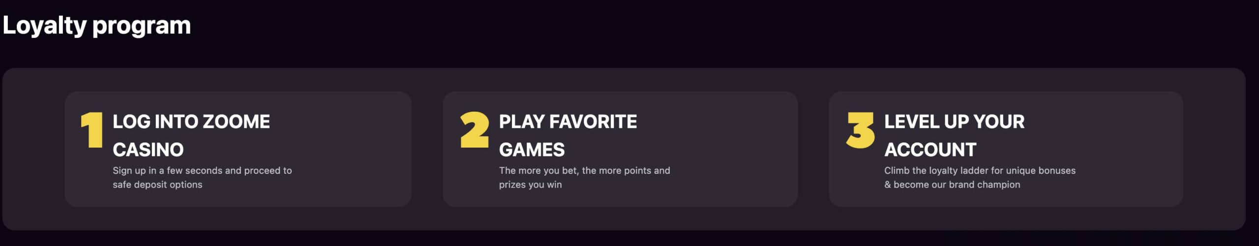 Zoome Casino loyalty program