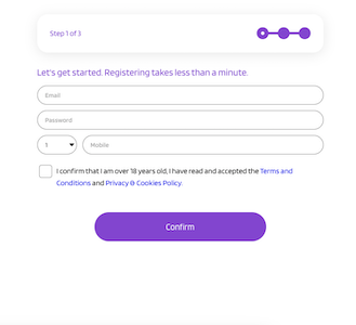 ProntoBet casino account creation and registration